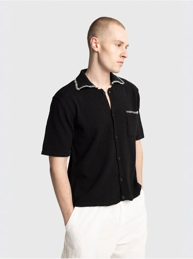Giesto chemise en coton à manches courtes pour homme Noir - Kiabi