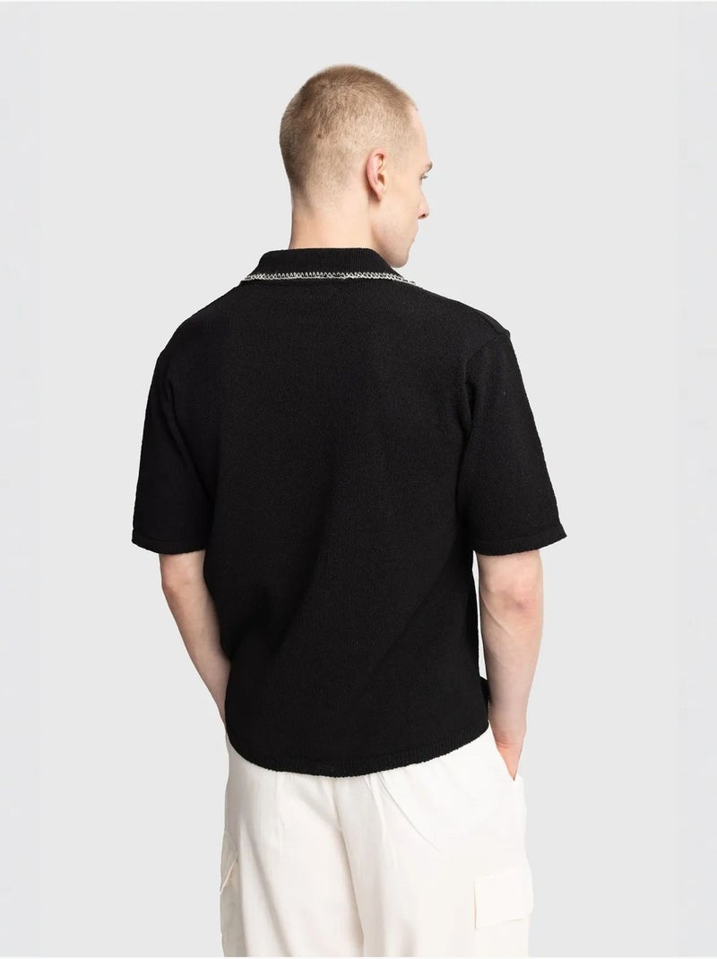Giesto chemise en coton à manches courtes pour homme Noir - Kiabi