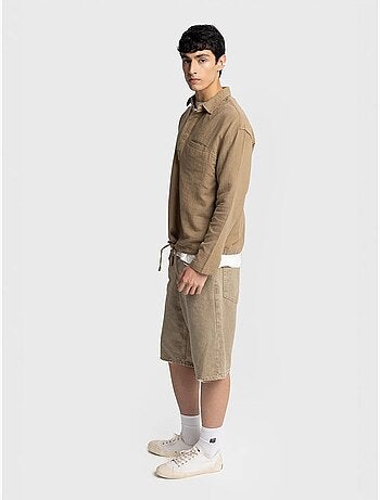 Giesto chemise en coton à manches longues coupe décontractée avec détail nouée