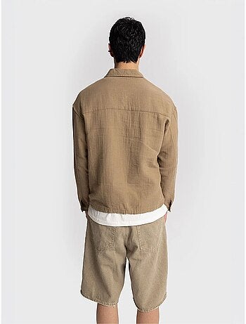 Giesto chemise en coton à manches longues coupe décontractée avec détail nouée