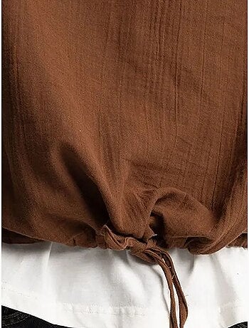 Giesto chemise en coton à manches longues coupe décontractée avec détail nouée