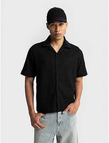 Giesto chemise en coton texturé à manches courtes pour homme