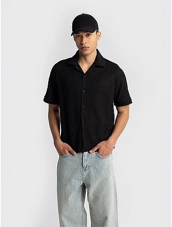 Giesto chemise en coton texturé à manches courtes pour homme