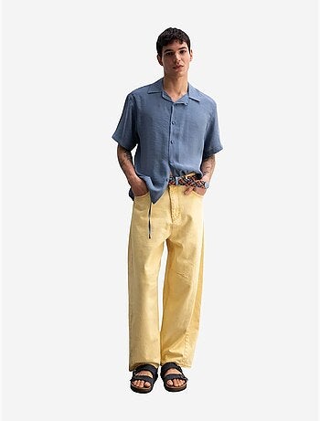 Giesto chemise en crêpe avec détail noué coupe décontractée pour homme