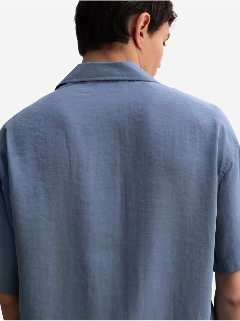 Giesto chemise en crêpe avec détail noué coupe décontractée pour homme Bleu saphir - Kiabi