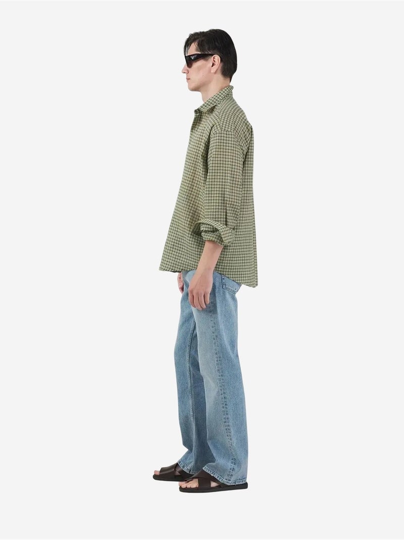 Giesto chemise en popeline à carreaux décontractée pour homme Vert kaki - Kiabi