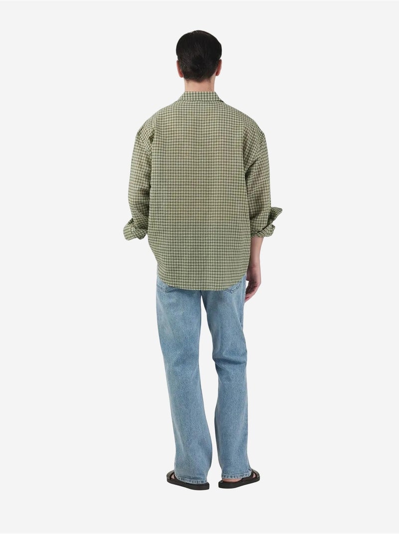 Giesto chemise en popeline à carreaux décontractée pour homme Vert kaki - Kiabi