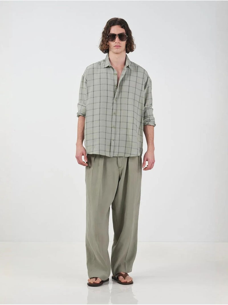 Giesto chemise en popeline à carreaux oversize Vert pastel - Kiabi