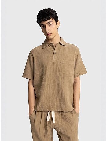 Giesto chemise homme en coton à manches courtes coupe décontractée