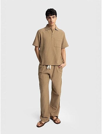 Giesto chemise homme en coton à manches courtes coupe décontractée