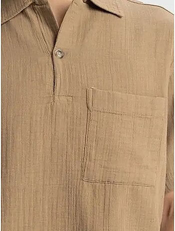 Giesto chemise homme en coton à manches courtes coupe décontractée