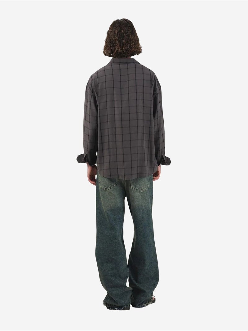 Giesto chemise tissée à carreaux oversize Gris foncé - Kiabi