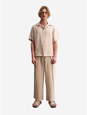 Giesto chemise tissée à manches courtes coupe décontractée avec détail nouée