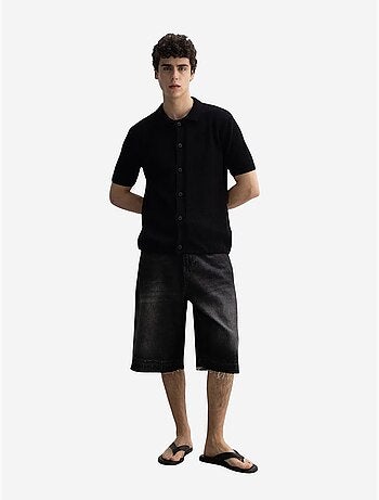 Giesto polo à manches courtes en maille texturée pour homme