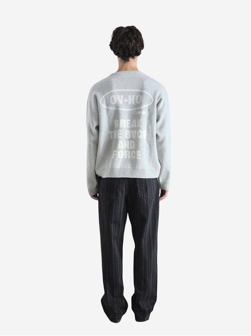Giesto pull à col rond en coton avec imprimé texte Gris clair - Kiabi