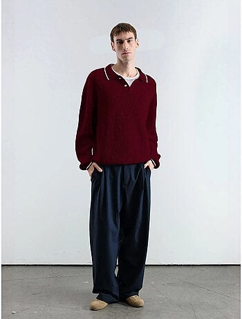 Giesto pull polo en coton côtelé pour homme