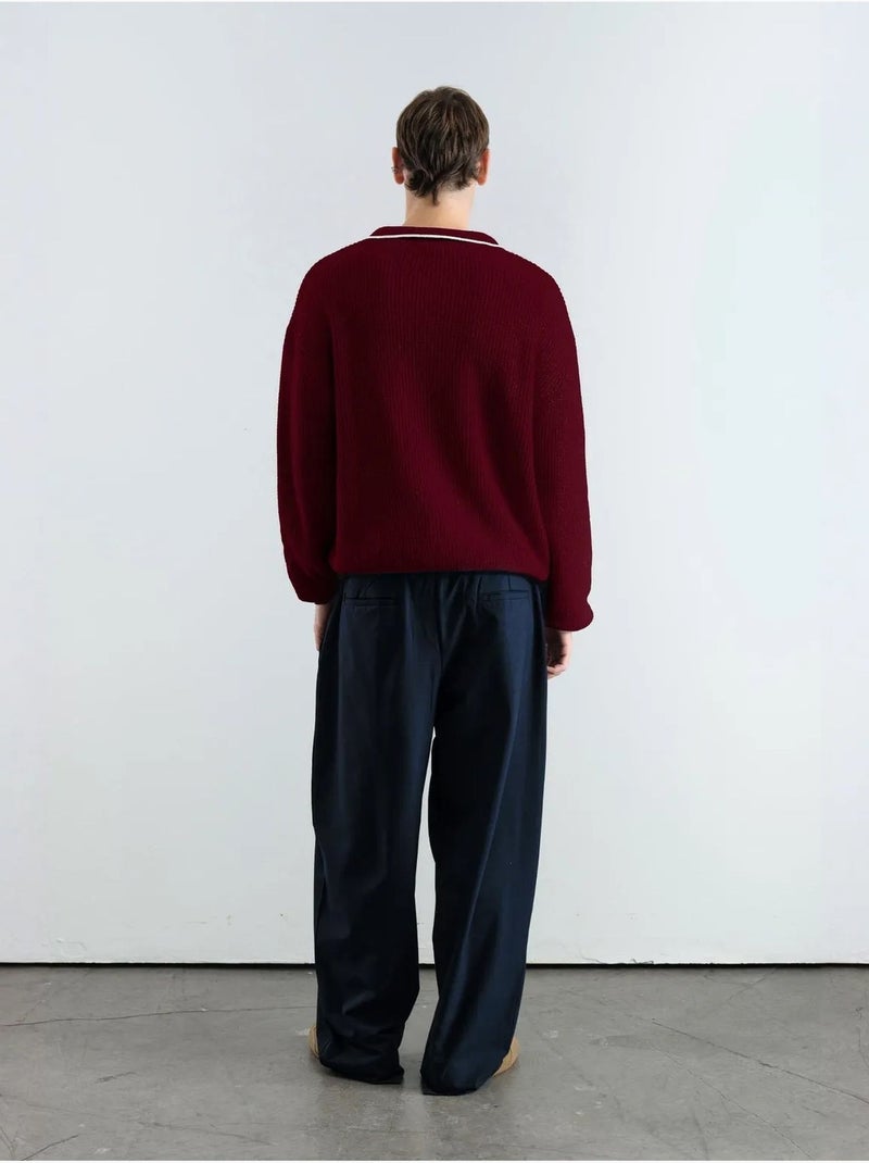Giesto pull polo en coton côtelé pour homme Rouge bordeaux - Kiabi