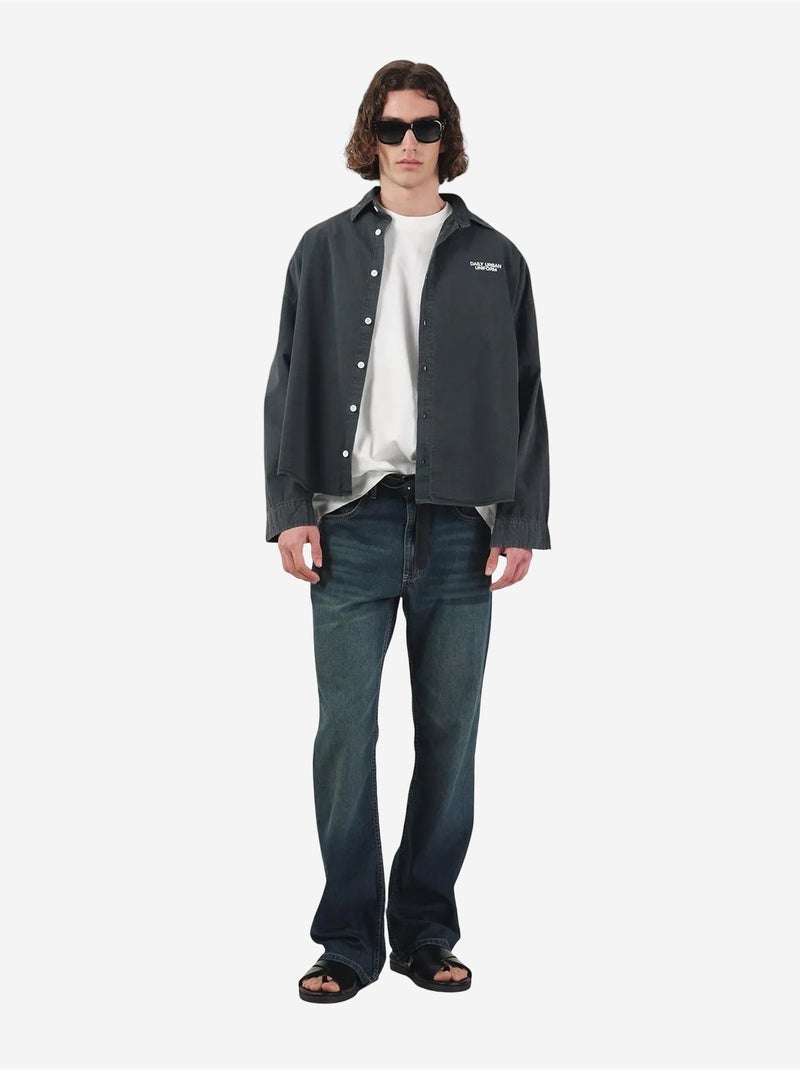 Giesto surchemise courte en popeline de coton oversize Gris foncé - Kiabi