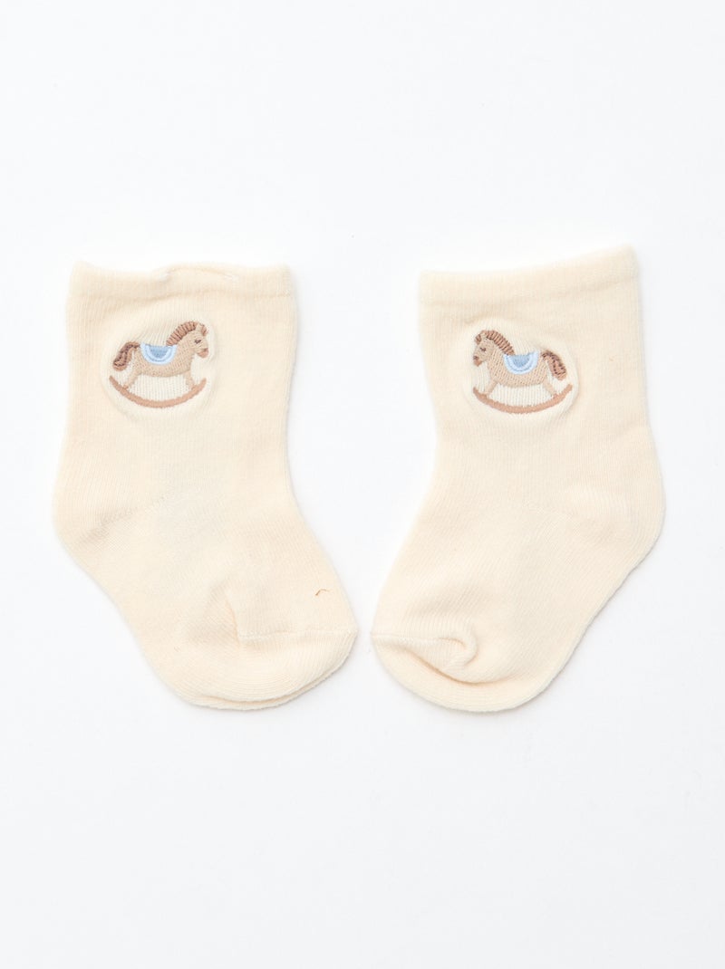 GIFTBOX Combinaison + chaussette + lange + bavoir Blanc - Kiabi