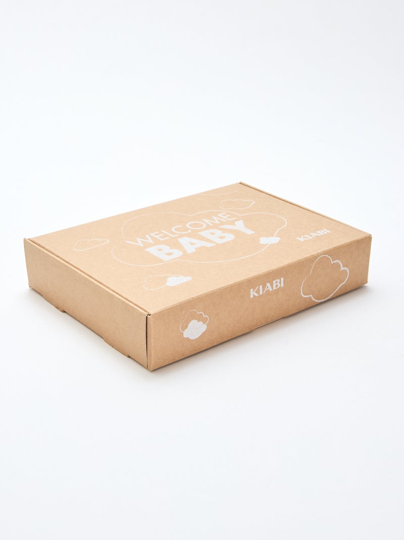 GIFTBOX Combinaison + chaussette + lange + bavoir Blanc - Kiabi