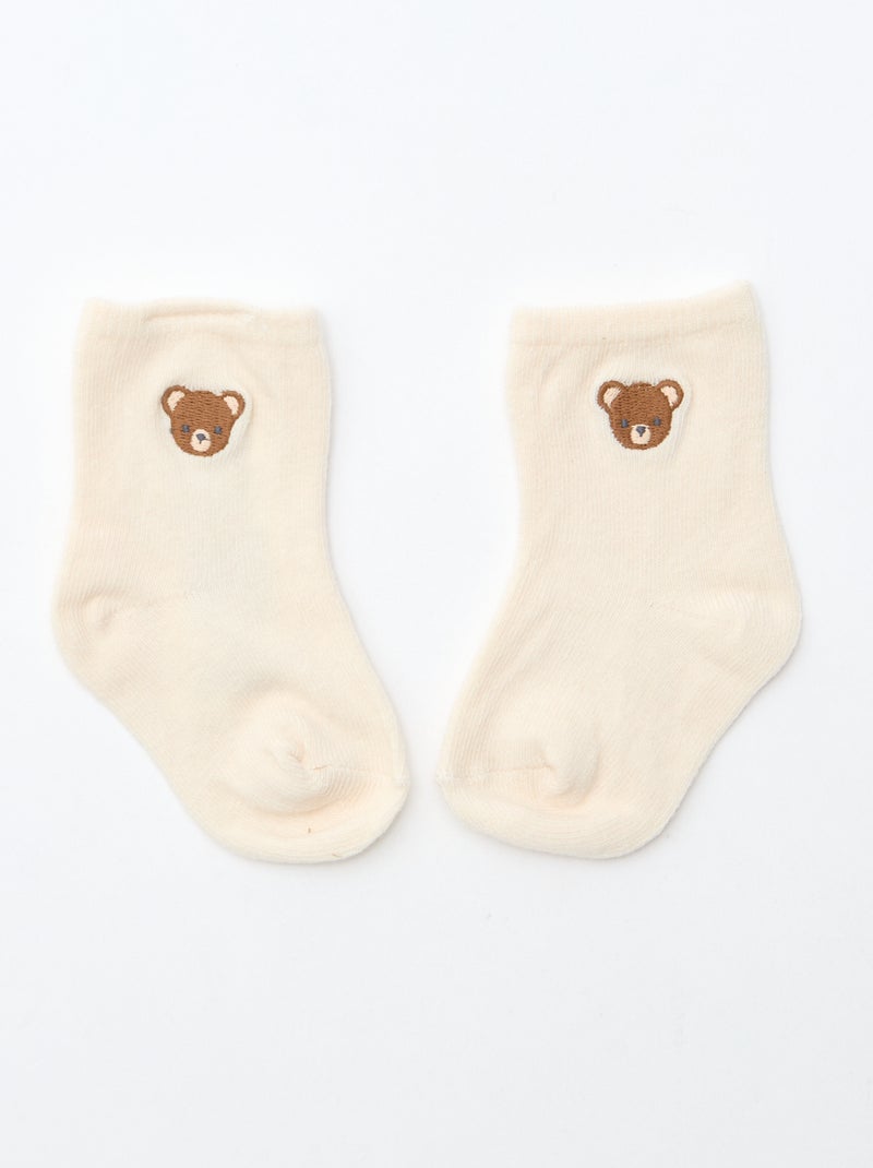 GIFTBOX salopette longue en tricot + body + lange double gaze + chaussettes Blanc - Kiabi