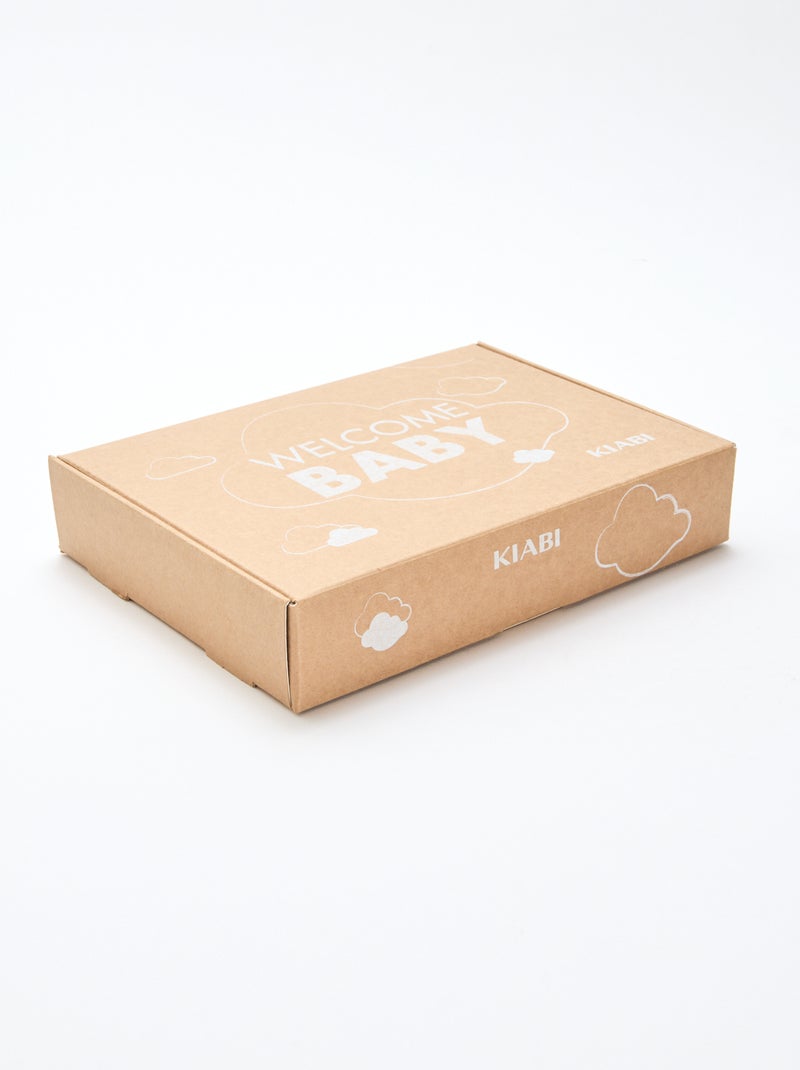 GIFTBOX salopette longue en tricot + body + lange double gaze + chaussettes Blanc - Kiabi