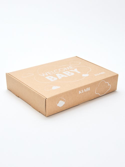 GIFTBOX salopette longue en tricot + body + lange double gaze + chaussettes - Kiabi
