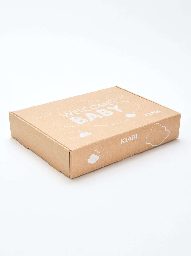 GIFTBOX salopette longue en tricot + body + lange double gaze + chaussettes Blanc - Kiabi
