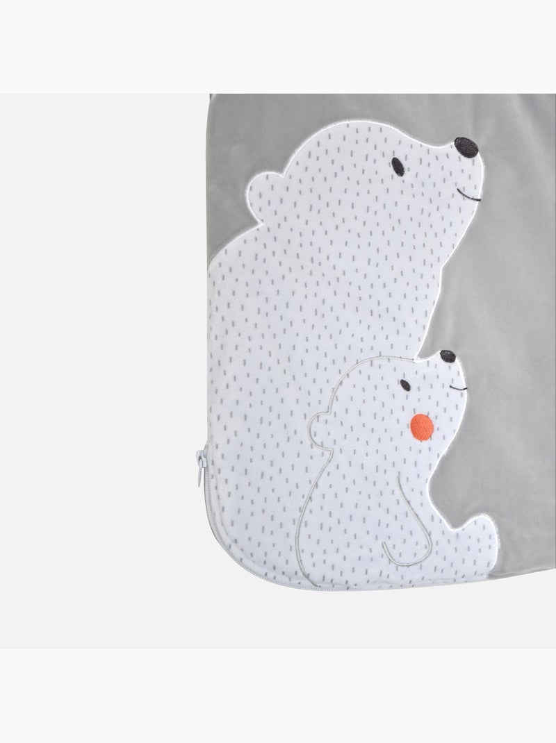 Gigoteuse 0/6m eliam velours doux sans manches ouverure integrale Blanc Gris - Kiabi