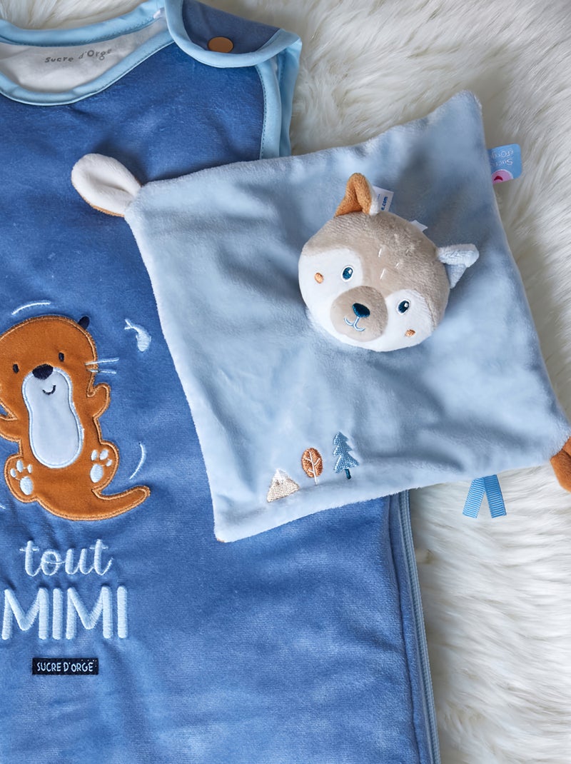 GIGOTEUSE 0/6M MALKO VELOURS DOUX SANS MANCHES Bleu - Kiabi