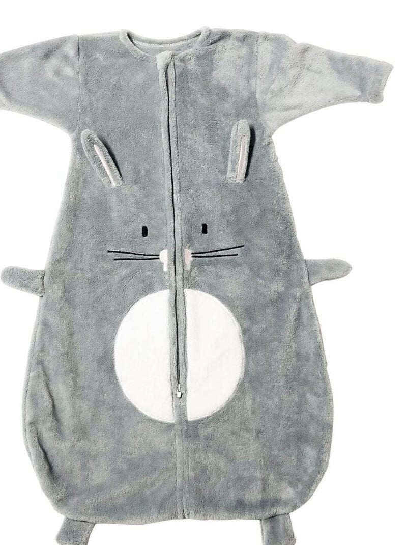 Gigoteuse 6-24 mois ludique en flanelle - Manches longues - Lapin Gris - Kiabi