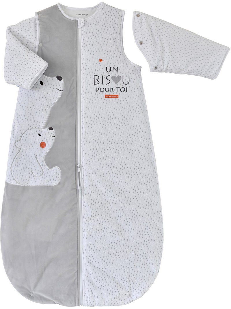 Gigoteuse 6/36m enki velours doux manches amovibles securite auto Blanc Bleu - Kiabi