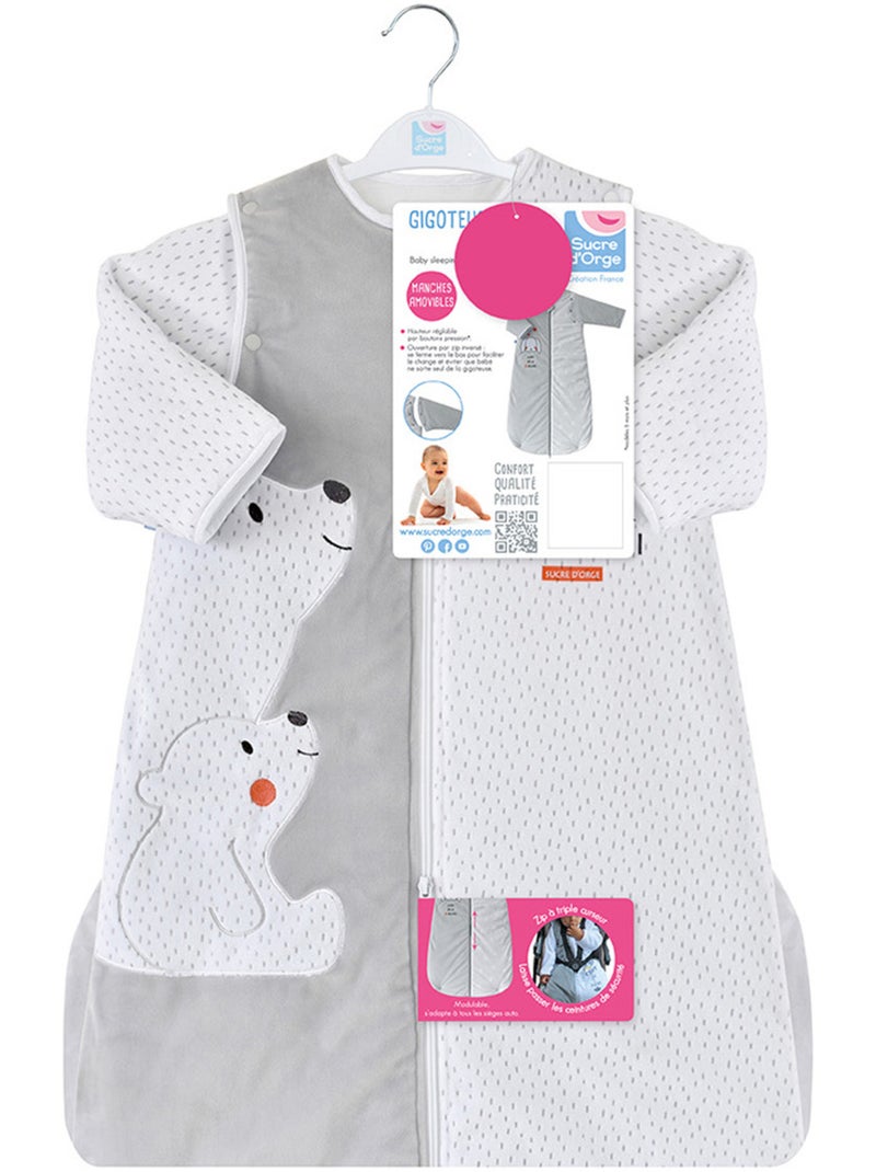 Gigoteuse 6/36m enki velours doux manches amovibles securite auto Blanc Bleu - Kiabi