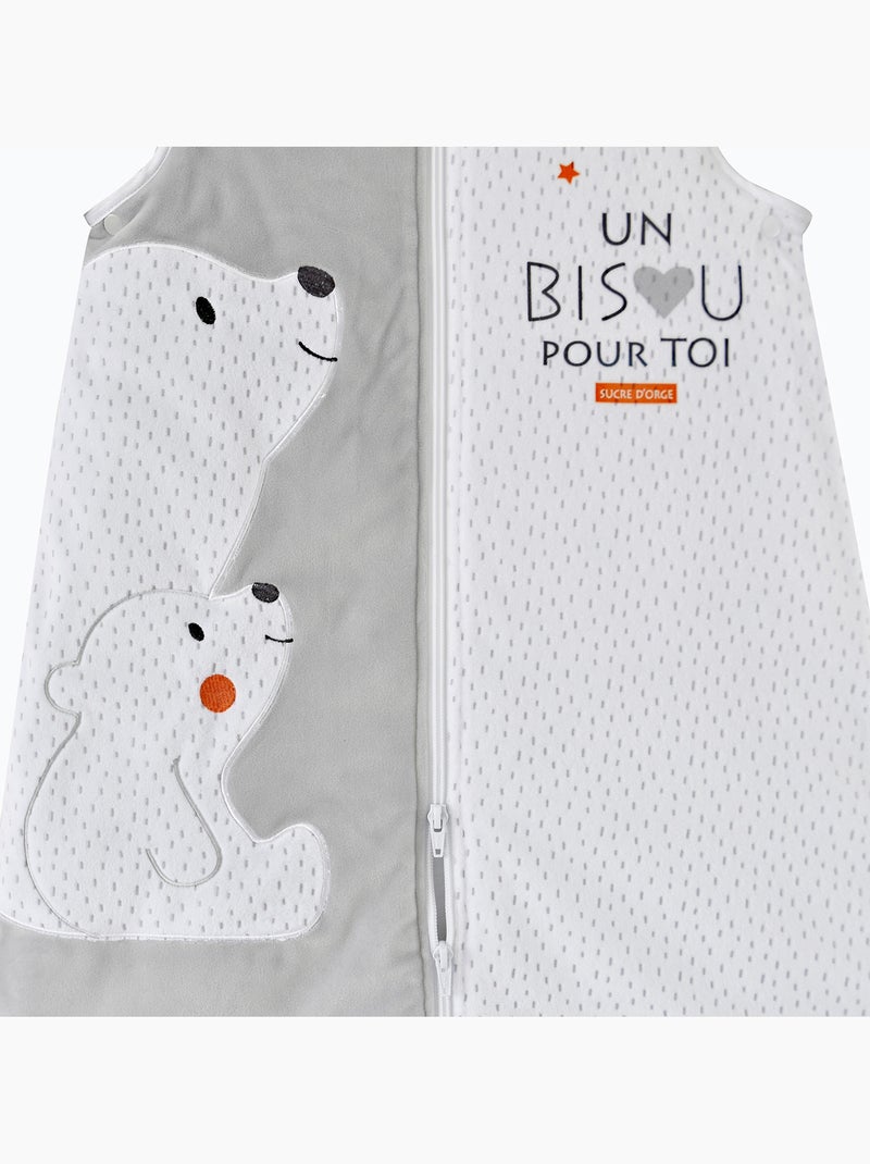Gigoteuse 6/36m enki velours doux manches amovibles securite auto Blanc Gris - Kiabi