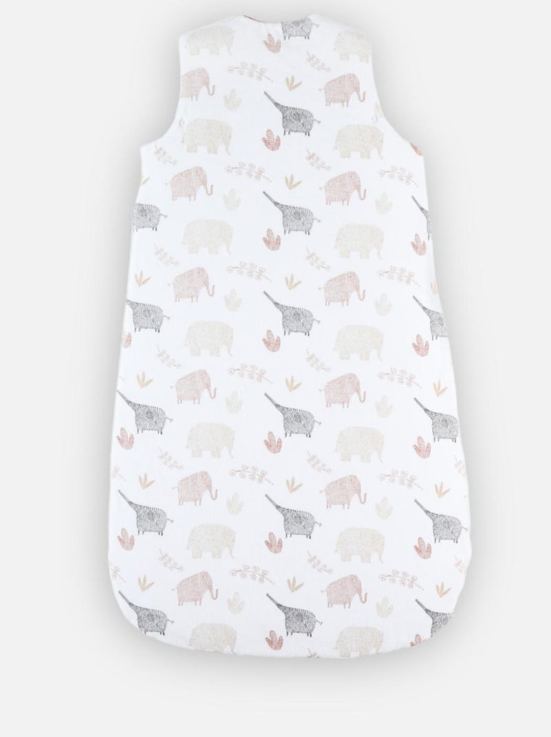 Gigoteuse 90 cm imprimés éléphants en velours, Blanc - Kiabi