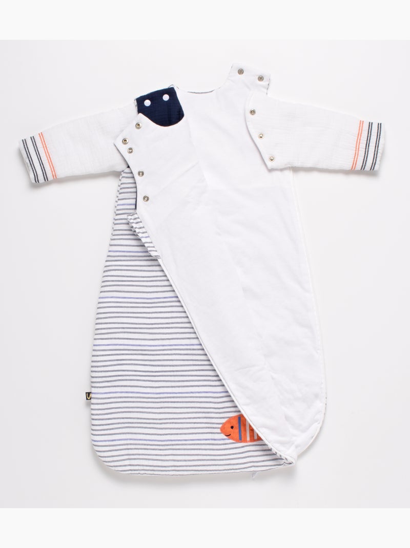 Gigoteuse bébé hiver à manches amovibles marinière - SAUTHON Blanc Bleu - Kiabi