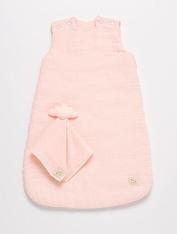Gigoteuse bébé hiver en double gaze de coton et son doudou mouchoir - SAUTHON