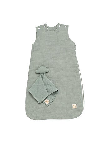 Gigoteuse bébé hiver en double gaze de coton et son doudou mouchoir - SAUTHON