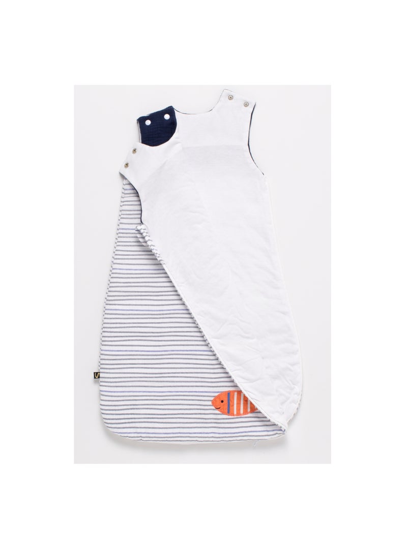 Gigoteuse bébé hiver en double gaze de coton marinière - SAUTHON Blanc Bleu - Kiabi