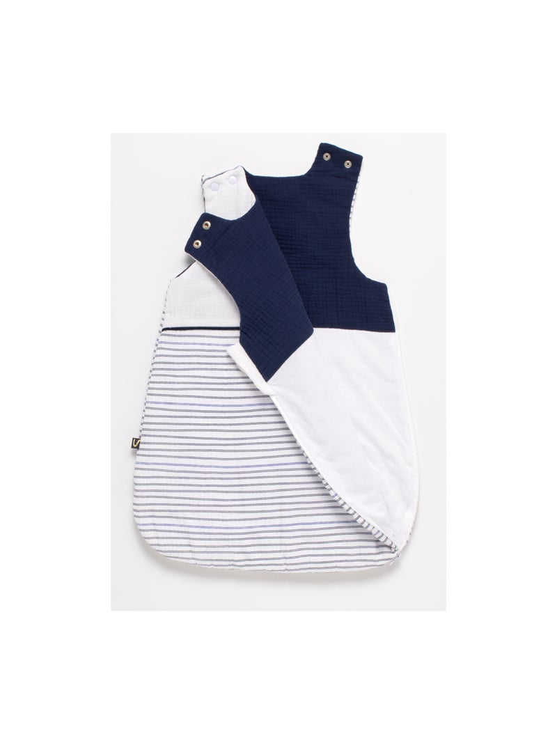 Gigoteuse bébé hiver naissance en double gaze de coton marinière - SAUTHON Blanc Bleu - Kiabi