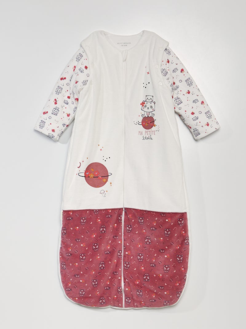 Gigoteuse chaude 'Petit béguin' avec manches amovibles Blanc / rose - Kiabi