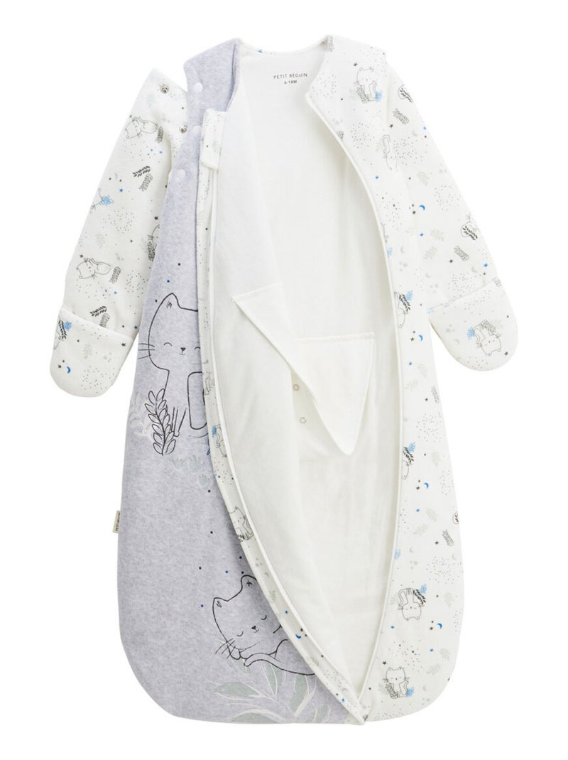 Gigoteuse d'hiver en velours avec manches amovibles Chatmallow Gris Gris - Kiabi