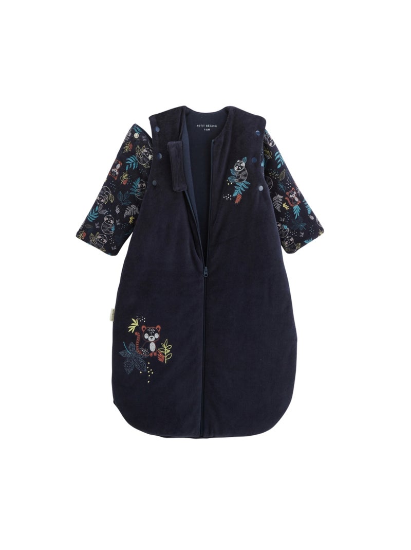 Gigoteuse d'hiver en velours avec manches amovibles Jungle Friends Bleu - Kiabi