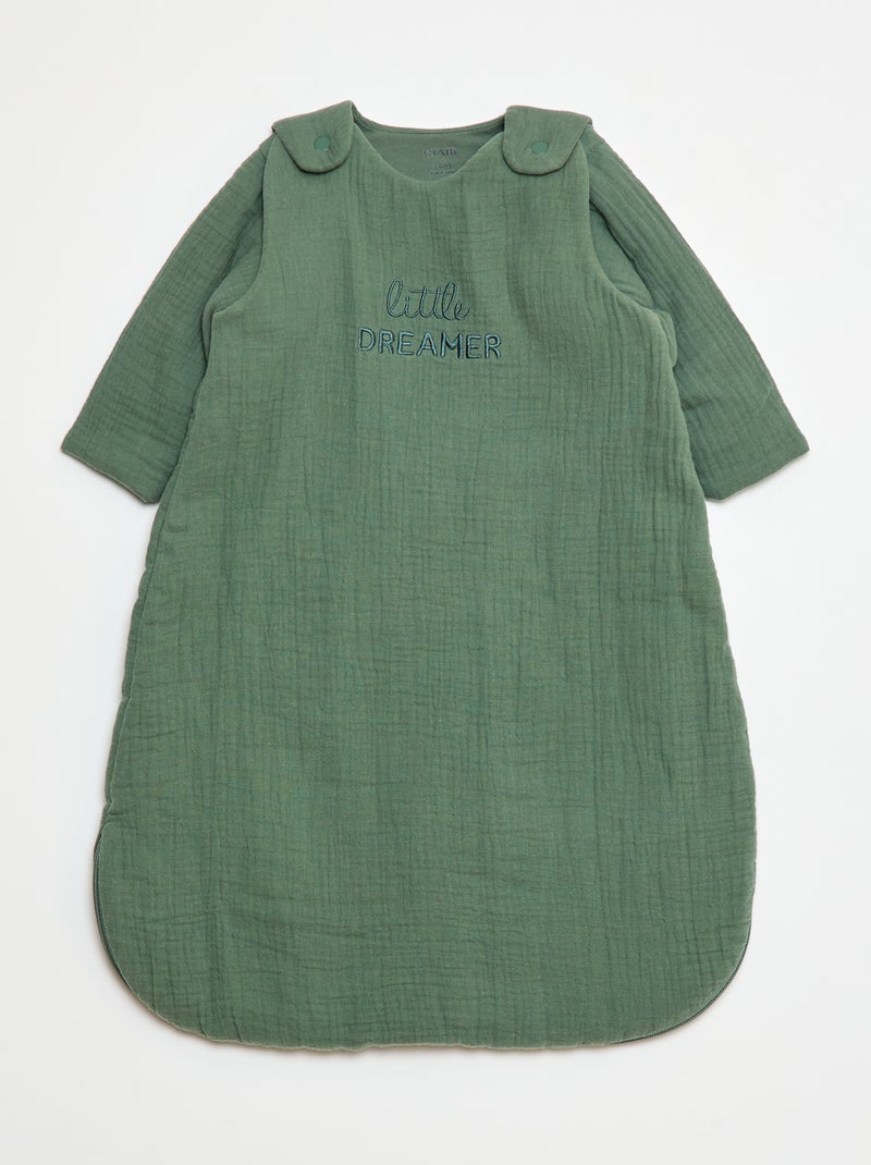 Gigoteuse en gaze de coton manches amovibles Vert - Kiabi