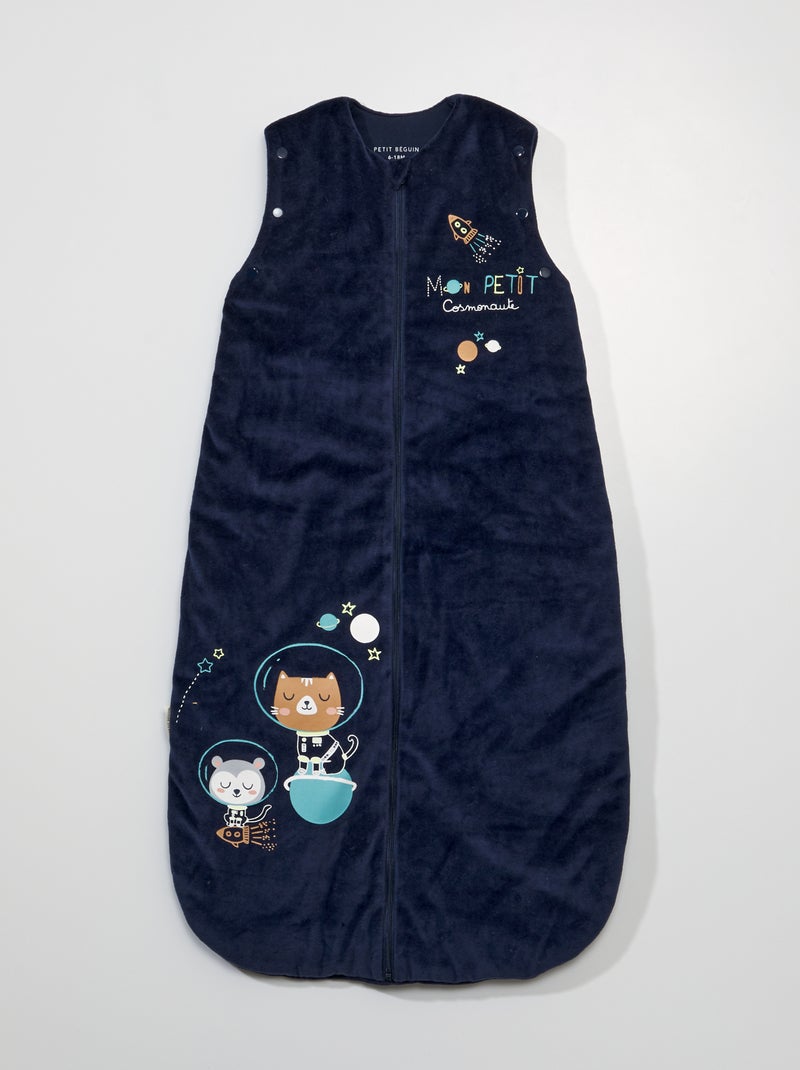 Gigoteuse D'hiver En Velours Céleste - TOG 3, Label OEKO-TEX, Système Cale Bébé Ajustable, Ouverture Zip Complète