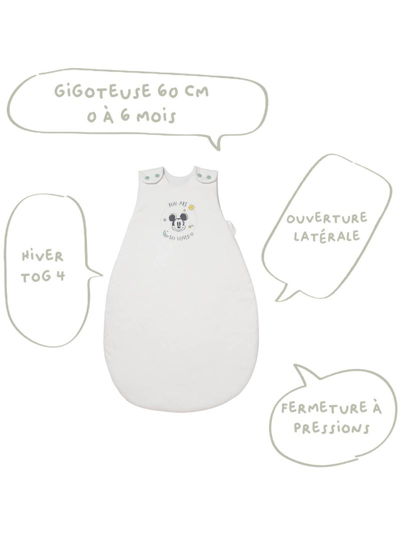 Gigoteuse hiver 0-6 mois en Coton - Mickey Good Morning - Babycalin Vert - Kiabi