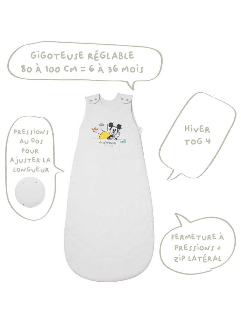 Gigoteuse hiver 6-36 mois en Coton - Mickey Good Morning - Babycalin Vert - Kiabi