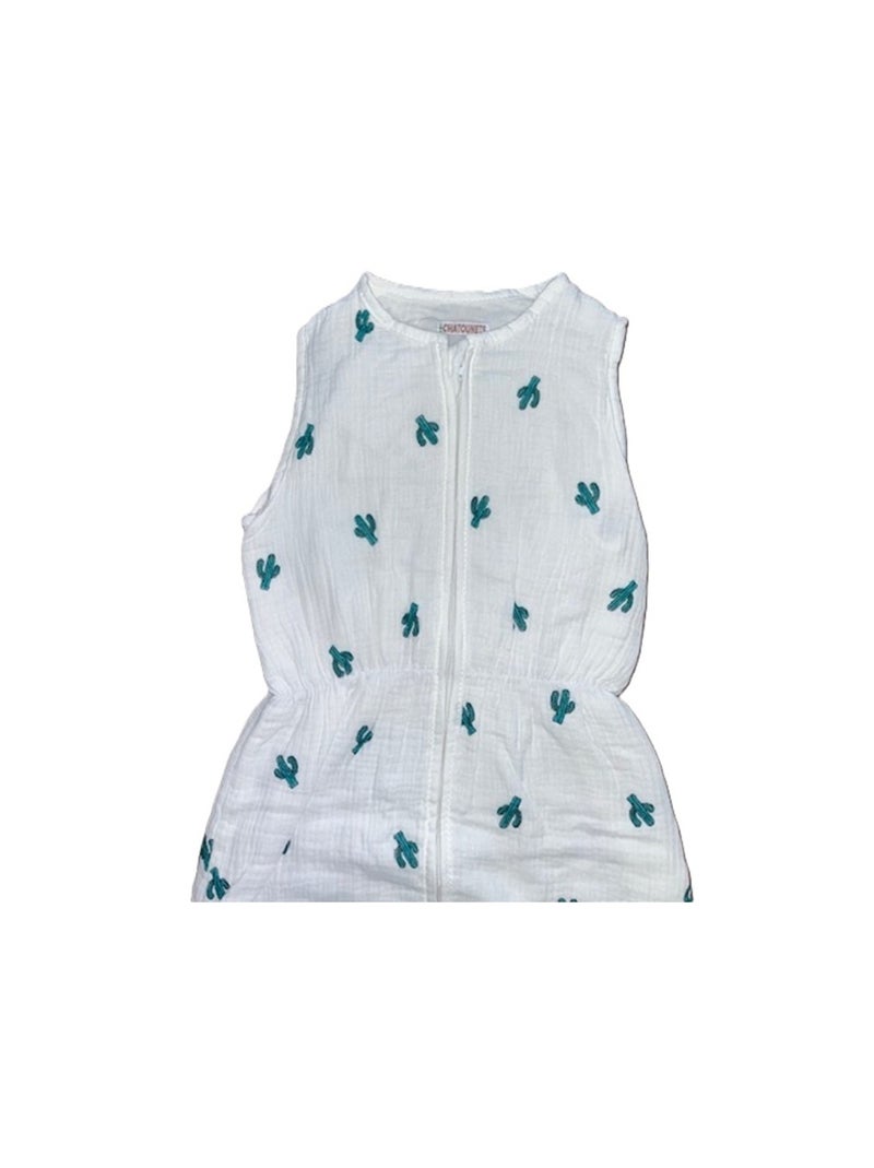 Gigoteuse Mousseline Légère  "CACTUS" LES CHATOUNETS Blanc Vert - Kiabi