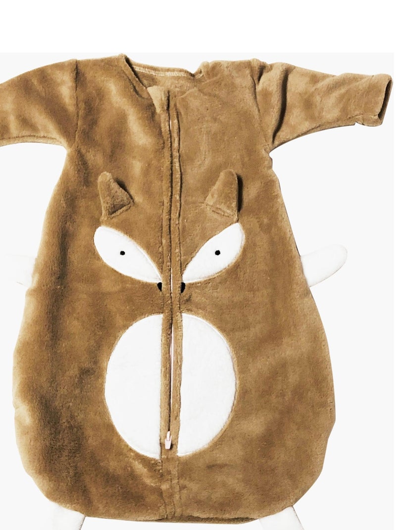 Gigoteuse naissance ludique en flanelle - Manches longues - Renard Marron - Kiabi
