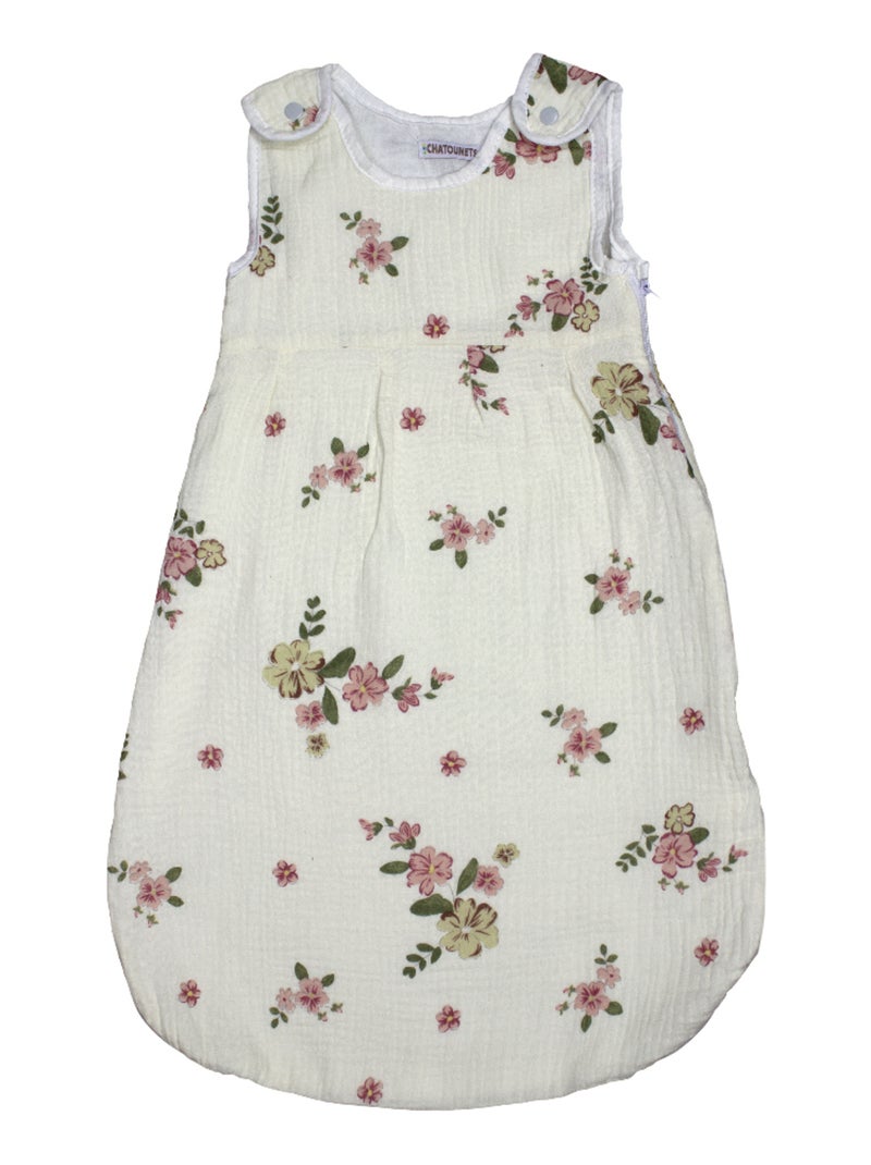 Gigoteuse Naissance Mousseline Légère "FLEUR" LES CHATOUNETS Beige/Rose - Kiabi